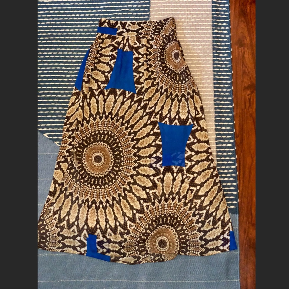 Patterned Color-Block Chiffon Maxi Skirt - image 2